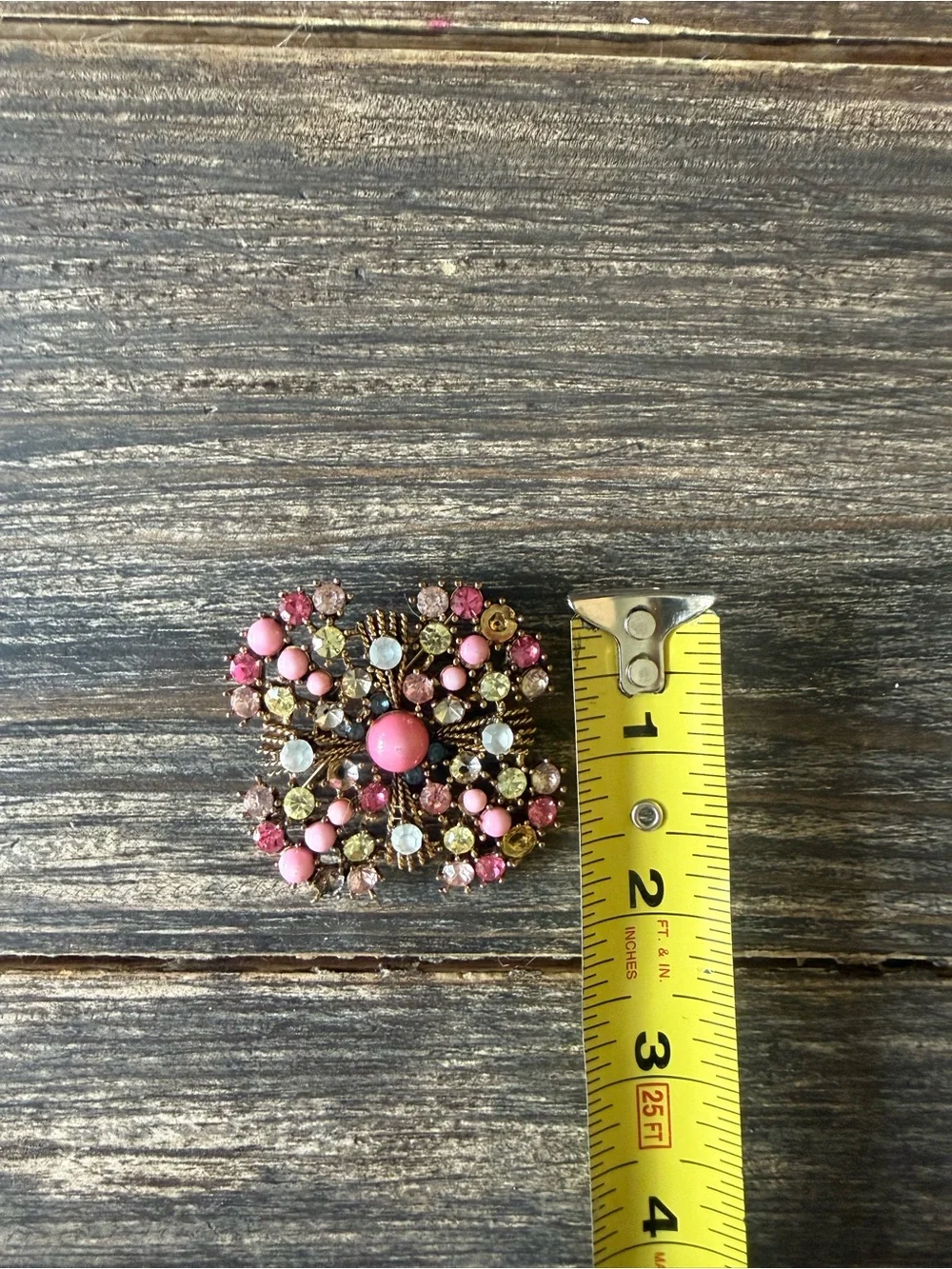 VINTAGE MALTESE CROSS BROOCH - Mid-Century Pastel Rhinestones